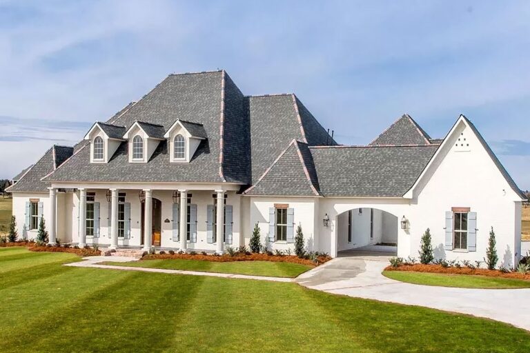 5-Bedroom 1-Story European Modern Farmhouse With Bonus Room and Barbecue Porch (Floor Plan)