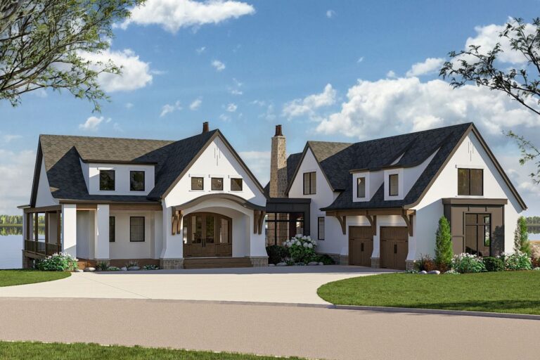4-Bedroom 2-Story European Farmhouse With Courtyard Garage and Optional Lower Level (Floor Plan)