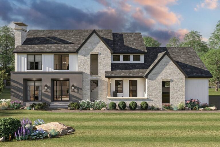 4-Bedroom Dual-Story Transitional Farmhouse with Upstairs Family Room (Floor Plan)
