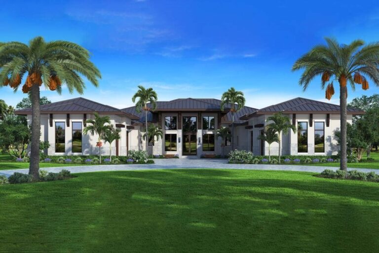 5-Bedroom 1-Story Mediterranean House with Two Master Suites (Floor Plan)
