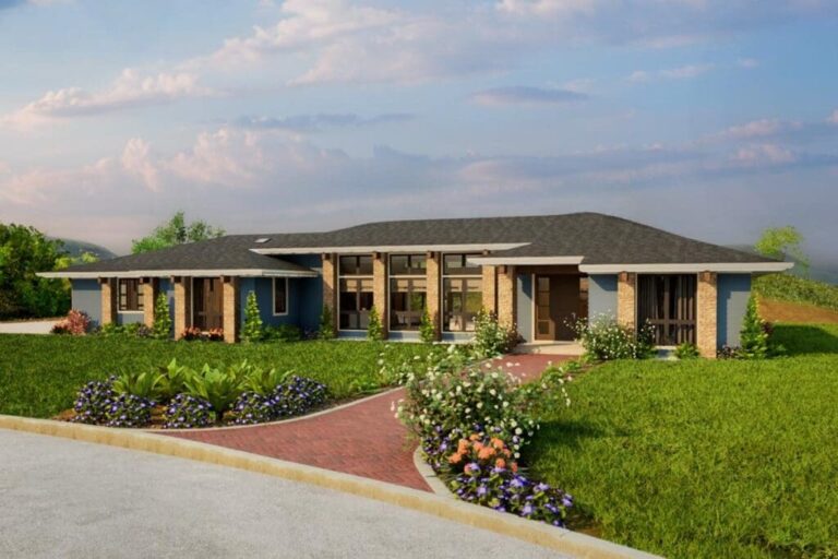 4-Bedroom Single-Story Modern Prairie Home with Home Office (Floor Plan)