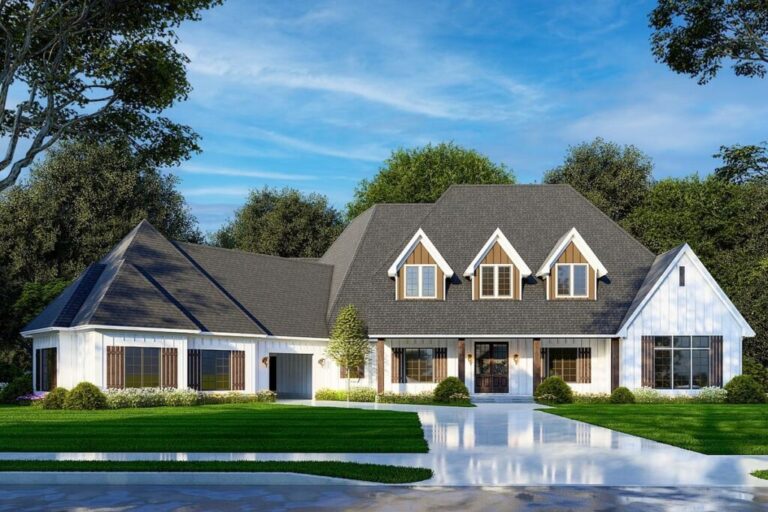 6-Bedroom 2-Story European Home with Porte-Cochere (Floor Plan)