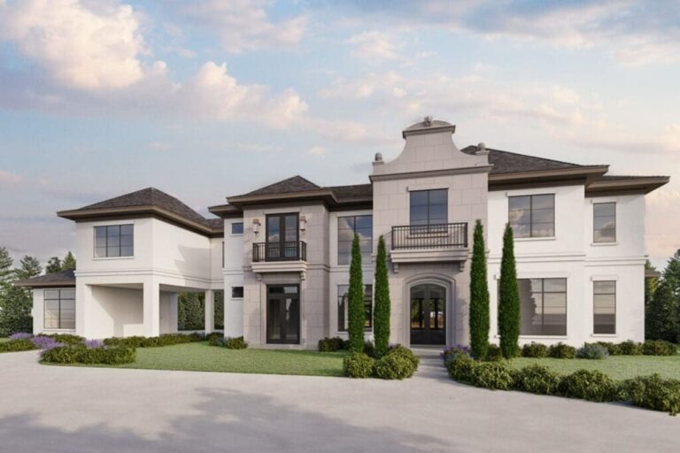 Dual-Story 5-Bedroom European House with Outdoor Living Space (Floor Plan)