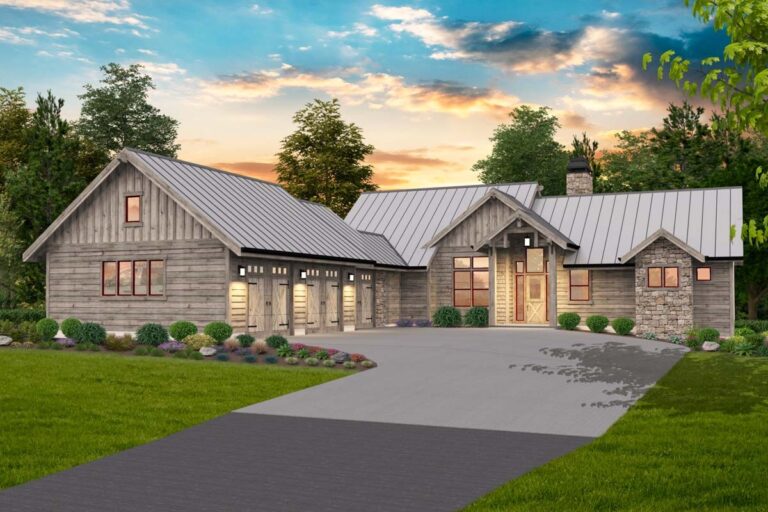 5 Bedroom 1-Story Modern Farmhouse With Courtyard Entry 3-Car Garage (Floor Plan)