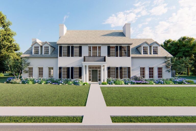 4-Bedroom 2-Story Modern Farmhouse With Courtyard Garage & Walls of Glass (Floor Plan)