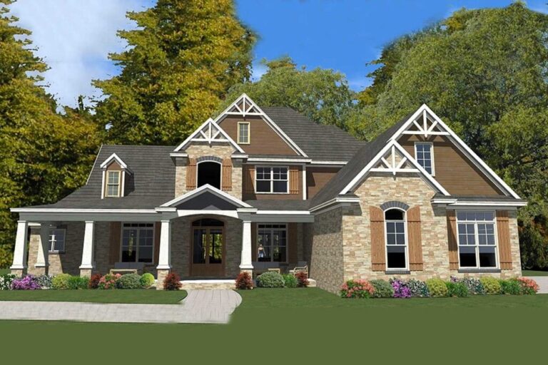 5-Bedroom 2-Story Shingle Farmhouse with Bonus Room and Game Room Upstairs (Floor Plan)