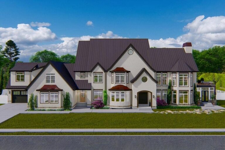 4-Bedroom 2-Story House with 2-Story Library (Floor Plan)