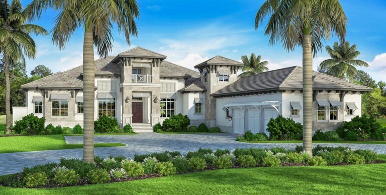 4-Bedroom 1-Story Modern Farmhouse With Expansive Lanai and Courtyard Garage (Floor Plan)
