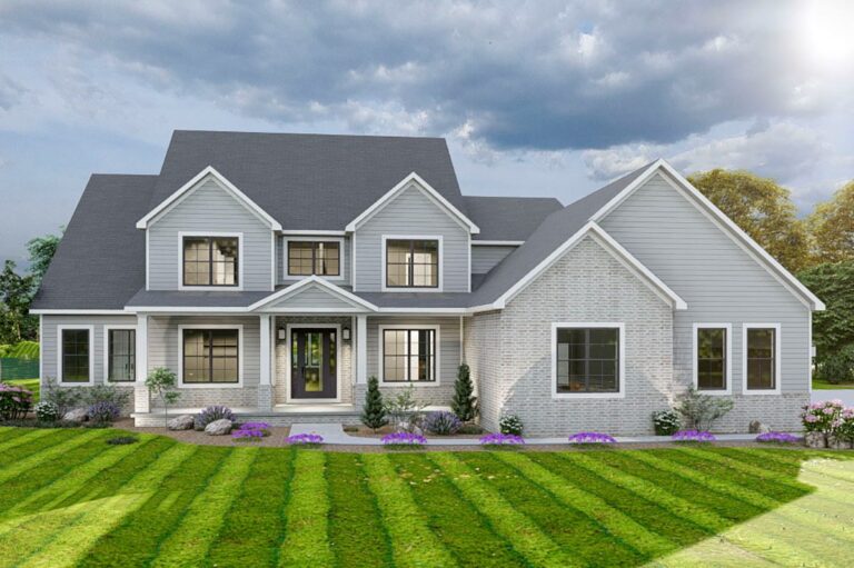 Dual-Story 4-Bedroom Farmhouse with Upstairs Game Room (Floor Plan)