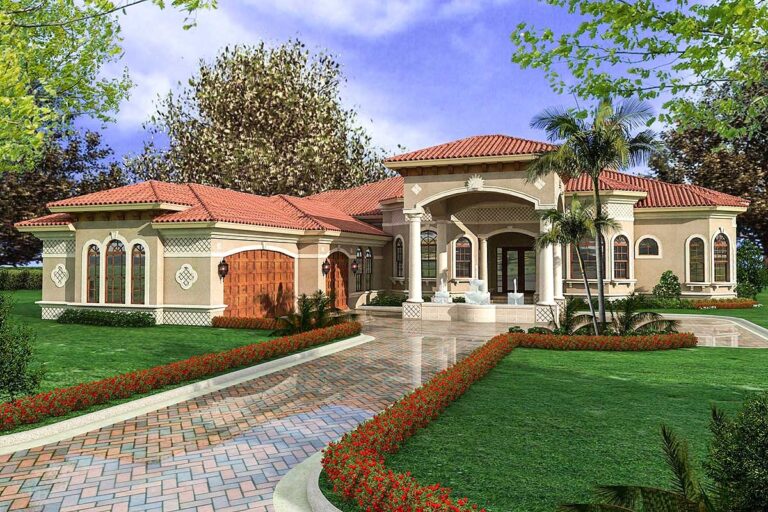 5-Bedroom 1-Story Luxury Farmhouse With 3-Car Courtyard Garage and 672 Sq. Ft. Patio (Floor Plan)