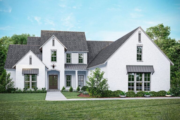 6-Bedroom 2-Story Acadian House with Cabana Porch (Floor Plan)