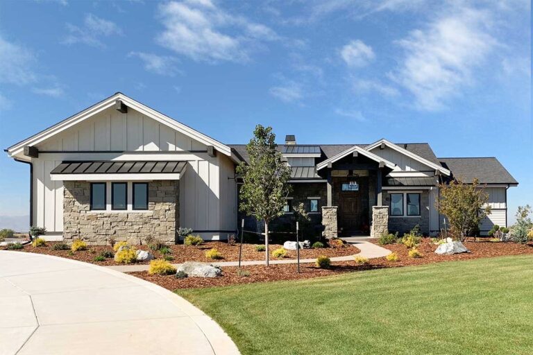 4-Bedroom 1-Story Modern Farmhouse With 4-Car Side Garage and Expansive Outdoor Living (Floor Plan)