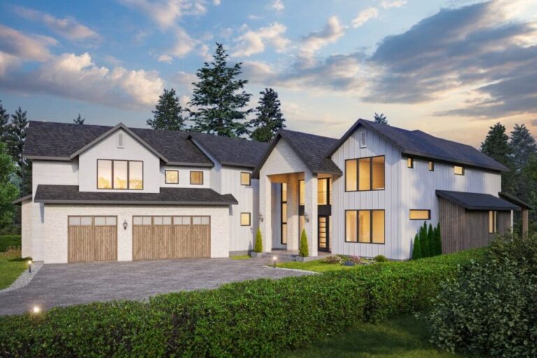5-Bedroom Two-Story Contemporary Home with Angled Garage (Floor Plan)