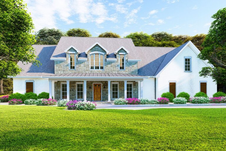 6-Bedroom 2-Story Modern Farmhouse With Bonus Room and Side-Entry Garage (Floor Plan)