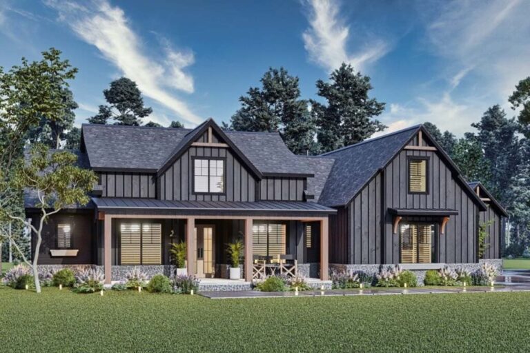 Single-Story 4-Bedroom Modern Farmhouse with In-Law Suite (Floor Plan)