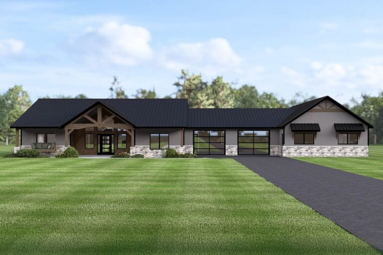 4-Bedroom 1-Story Modern Farmhouse With Expansive Outdoor Living (Floor Plan)