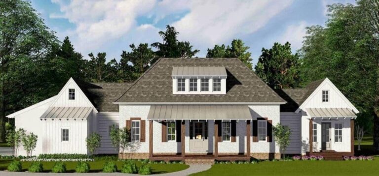 Dual-Story 4-Bedroom Country Farmhouse with Private Porch (Floor Plan)