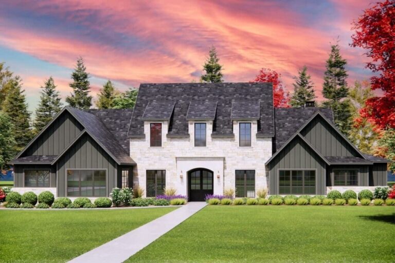 4-Bedroom 2-Story Transitional House with Stone and Board and Batten Exterior (Floor Plan)