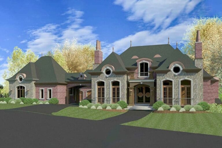 4-Bedroom 1-Story French Country Home with Staircase in Master Suite (Floor Plan)
