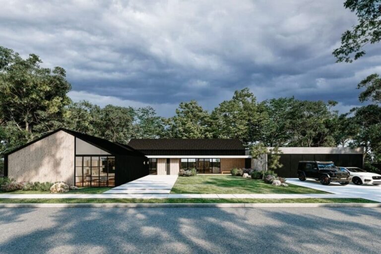 1-Story 5-Bedroom Modern Ranch Home with 2-Master Suites (Floor Plan)