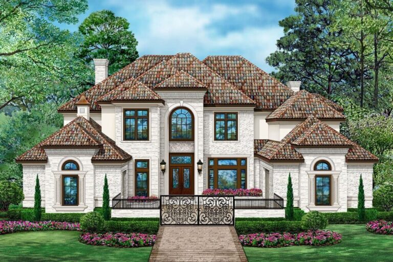 5-Bedroom 2-Story Traditional Home with Front Motor Court (Floor Plan)