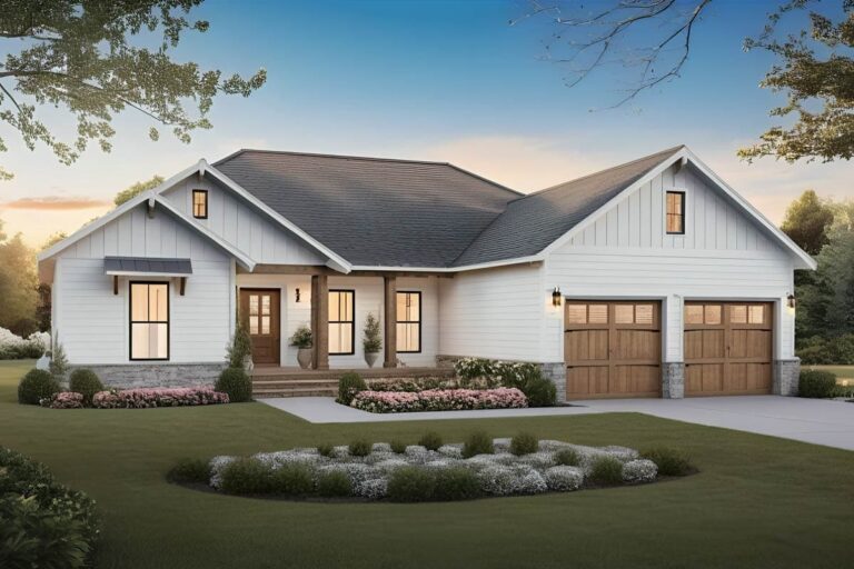 3-Bedroom 1-Story Modern Farmhouse with Open Living and Outdoor Charm (Floor Plan)