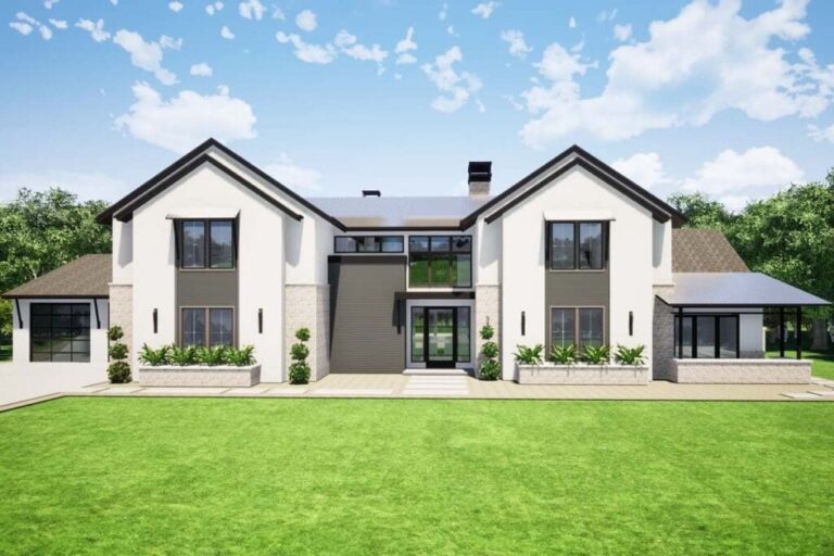 6-Bedroom 2-Story Contemporary Home with Media Room and Playroom (Floor Plan)