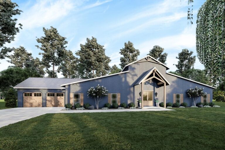 5-Bedroom 1-Story Modern Farmhouse with Spacious Front Porch (Floor Plan)