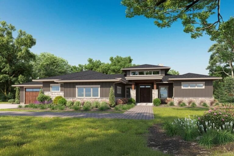 Single-Story 3-Bedroom Mountain House with Home Theater (Floor Plan)