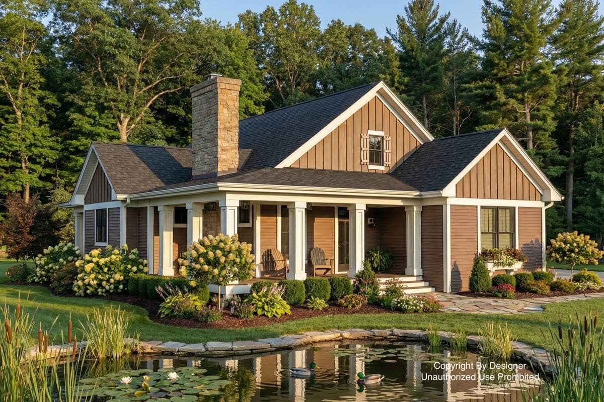3-Bedroom 1-Story Country Farmhouse with Rustic Tones and Expansive ...