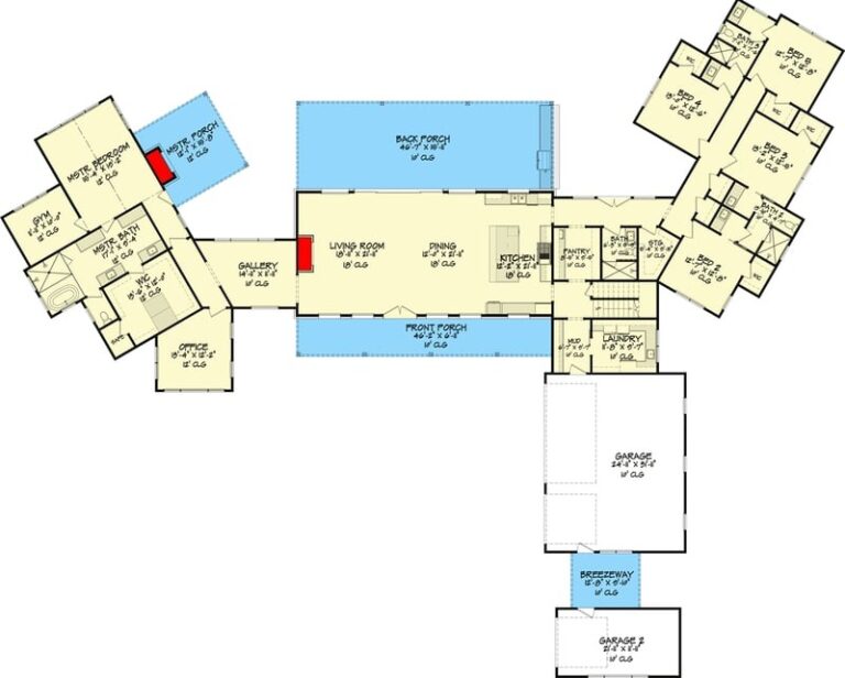 Sprawling Hill Country Home Plan with a Deluxe Master Wing