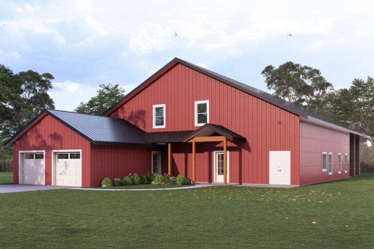 4-Bedroom 2-Story Modern Barndominium with Loft and Outdoor Kitchen (Floor Plan)