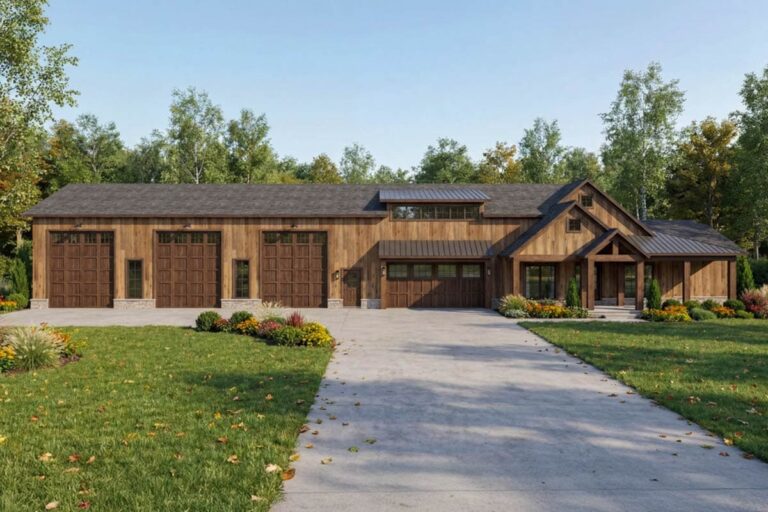 4-Bedroom 1-Story Barndominium with 5-Car RV Garage and Outdoor Kitchen (Floor Plan)