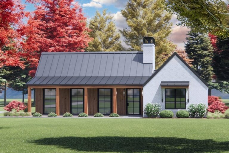 3-Bedroom 1-Story Contemporary Country House Plan with Oversized Outdoor Living Porches (Floor Plan)