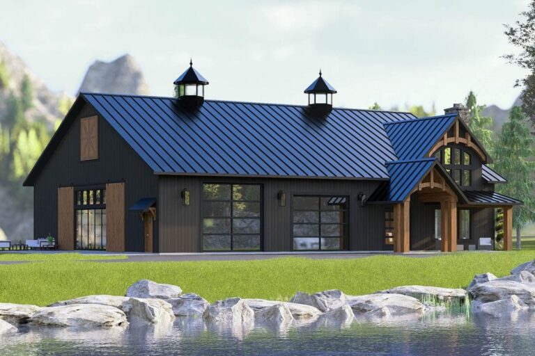 4-Bedroom 2-Story Barndominium-Style Modern Farmhouse with Massive Shop Garage and Loft (Floor Plan)