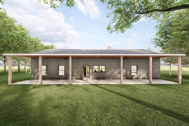 4-Bedroom 1-Story Rustic Mountain Ranch with Expansive Front and Rear Porches (Floor Plan)