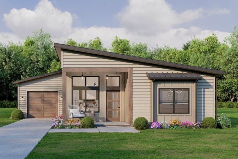 Cozy 3-Bedroom 1-Story Contemporary House with Side-Entry Garage (Floor Plan)