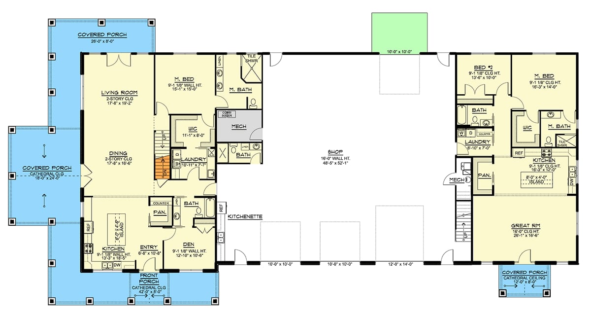 Plan 135468GRA: Spacious Modern Farmhouse Barndominium House Plan with Attached Apartment - Floor Plan - Image #17 - Barndominium, Country, Farmhouse, Modern Farmhouse