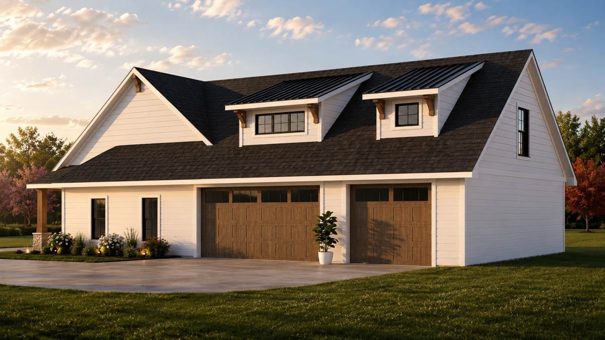 Plan 135475GRA: Modern New American House Plan with 3 Bedrooms and 3-Car Garage - Image #4 - Country, Craftsman, Farmhouse, Modern Farmhouse, New American