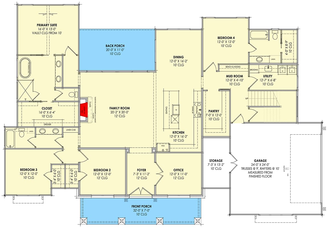Plan 818223JSS: Modern Farmhouse House Plan with 4 Bedrooms and 2,820 Square Feet - Floor Plan - Image #17 - Country, Farmhouse, Modern Farmhouse, Mountain