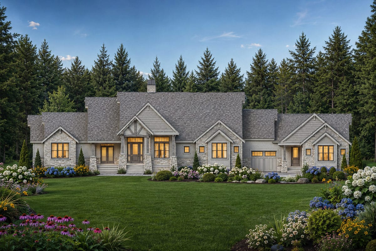 Plan 849102PGE: Grand Mountain Craftsman House Plan with 8 Beds and In-Law Suite or Apartment - Image #3 - Craftsman, Farmhouse, Mountain, New American, Rustic, Traditional