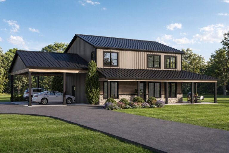 Plan 135460GRA: Modern Farmhouse House Plan with Three Bedrooms and Wraparound Porch - Image #1 - Barndominium, Country, Craftsman, Modern Farmhouse, New American