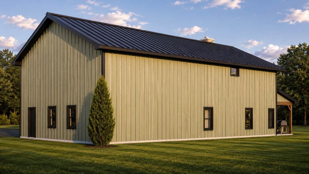 3-Bedroom 2-Story Farmhouse Barndominium With Two Story Great Room And ...