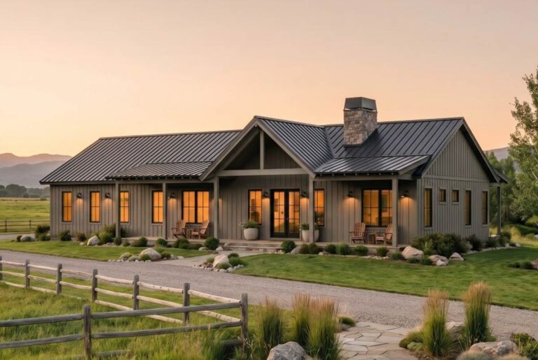 3-Bedroom 1-Story Barndominium With Two-Story Great Room, Porches And Workshop (Floor Plan)