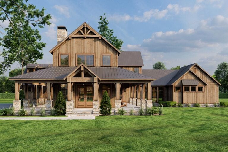4-Bedroom 2-Story Farmhouse Barndominium With Main Level Laundry And Media Room (Floor Plan)